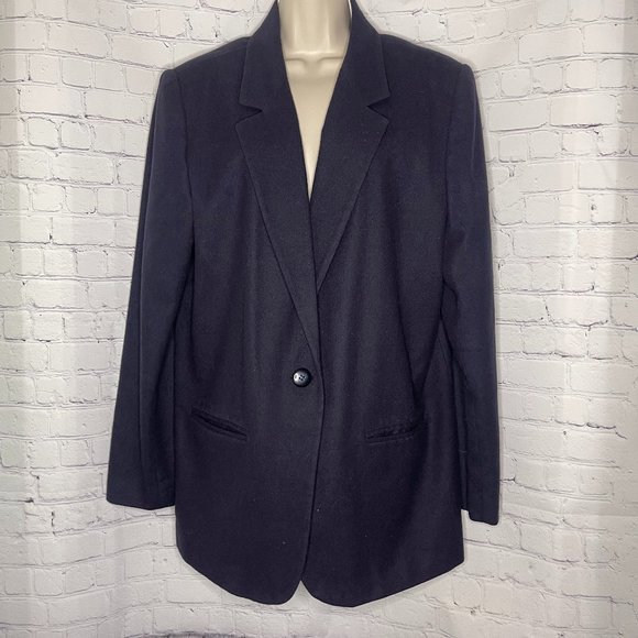 Sag Harbor Jackets & Blazers - Sag Harbor Vintage 90's Navy Blue Wool Woman's Business Casual Blazer Sz 16